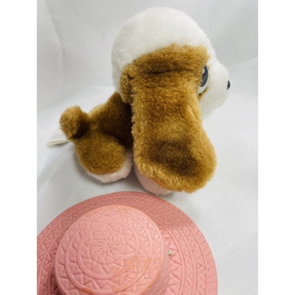 Hush Puppies Dog Stuffed Animal Vintage  Dog Small Plush Puppy With Pink Hat - Picture 9 of 12